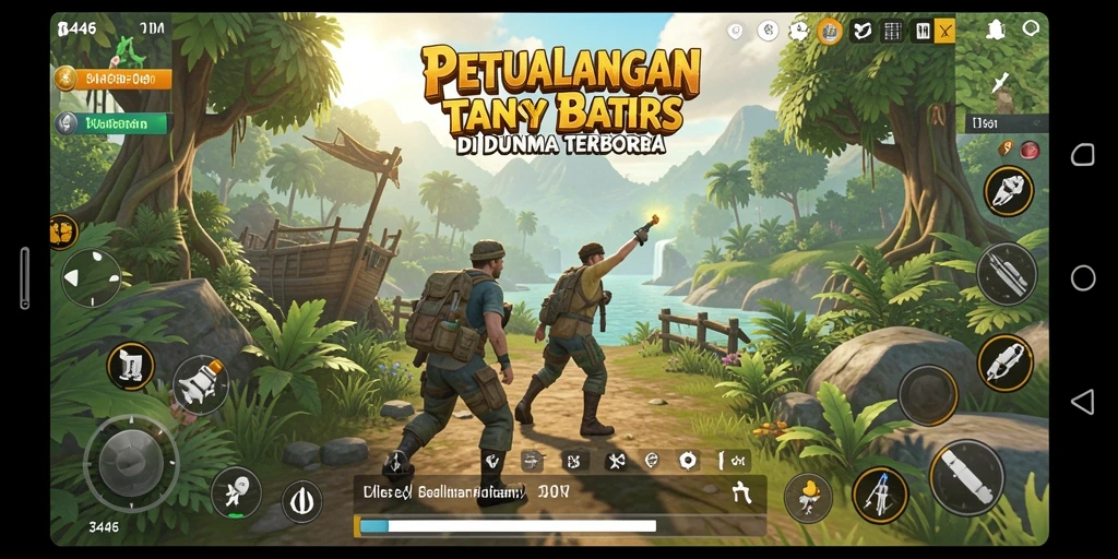 Screenshot gameplay Open World 3446 dengan pemandangan indah.
