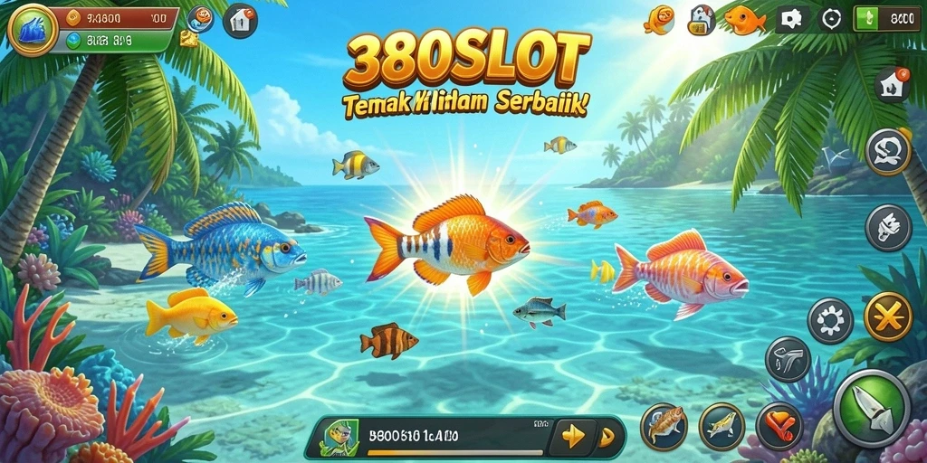 Screenshot gameplay seru dari 380SLOT menampilkan aksi tembak ikan.