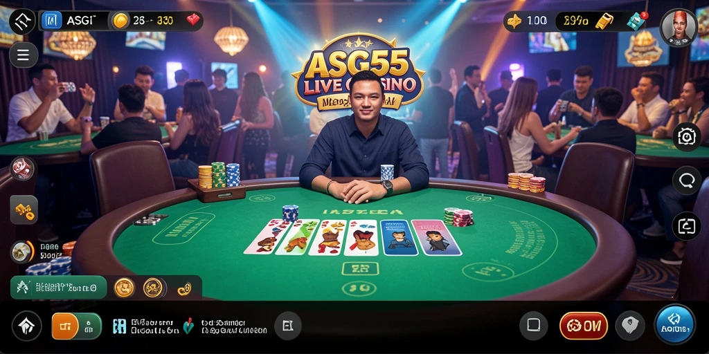 Tampilan gameplay Live Casino yang mendebarkan di ASG55.