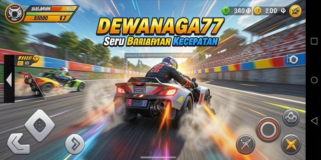 Tampilan gameplay balap yang seru dan mendebarkan di DEWANAGA77.