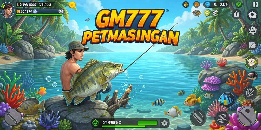 Screenshot utama GM777 menampilkan gameplay memancing yang seru dan mendebarkan.