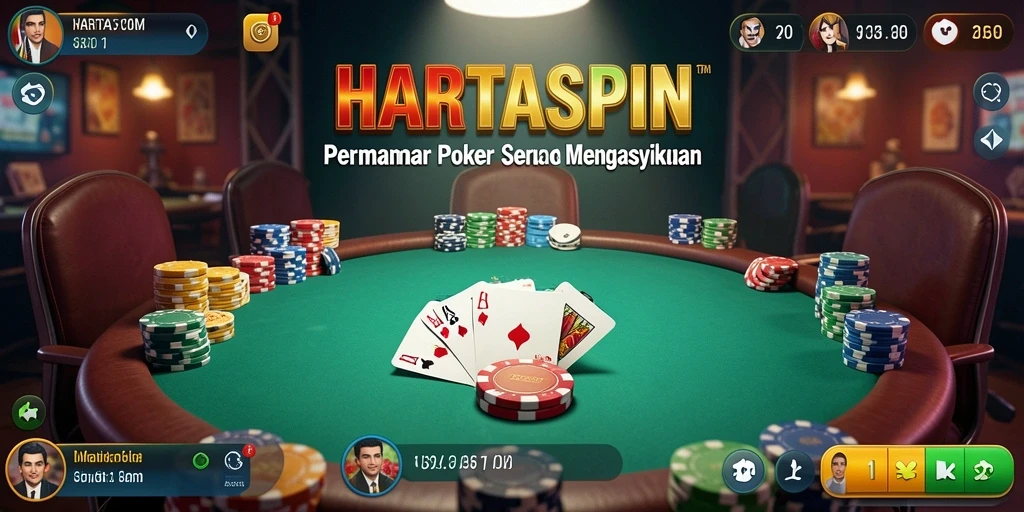 Screenshot utama HARTASPIN menampilkan gameplay poker yang menarik.