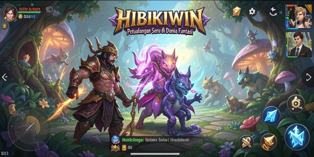 Tangkapan layar HIBIKIWIN menampilkan momen mendebarkan dalam permainan petualangan.
