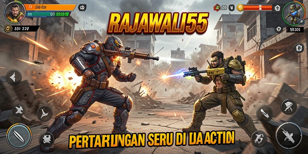 Tangkapan layar utama dari gameplay RAJAWALI55 yang penuh aksi.