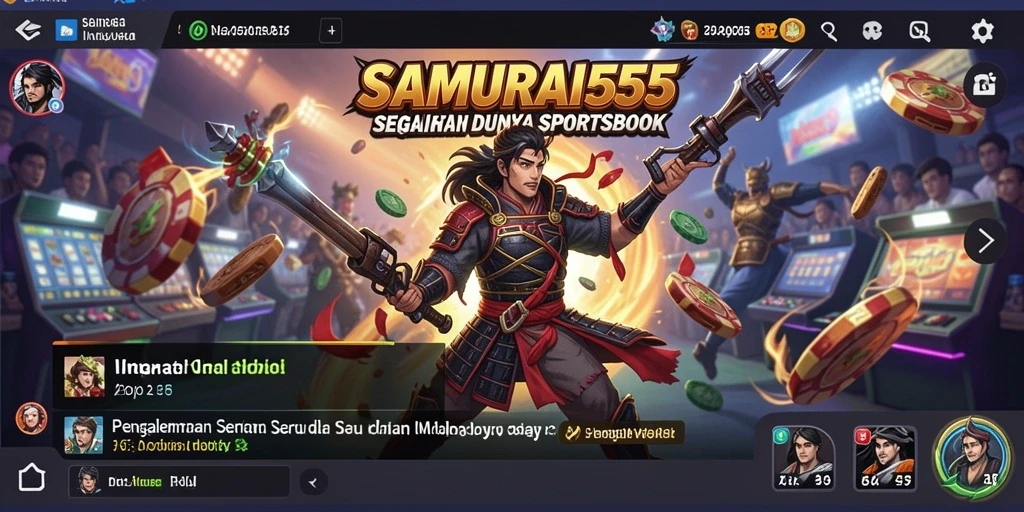 Tampilan layar utama SAMURAI555 menampilkan berbagai pilihan taruhan olahraga.