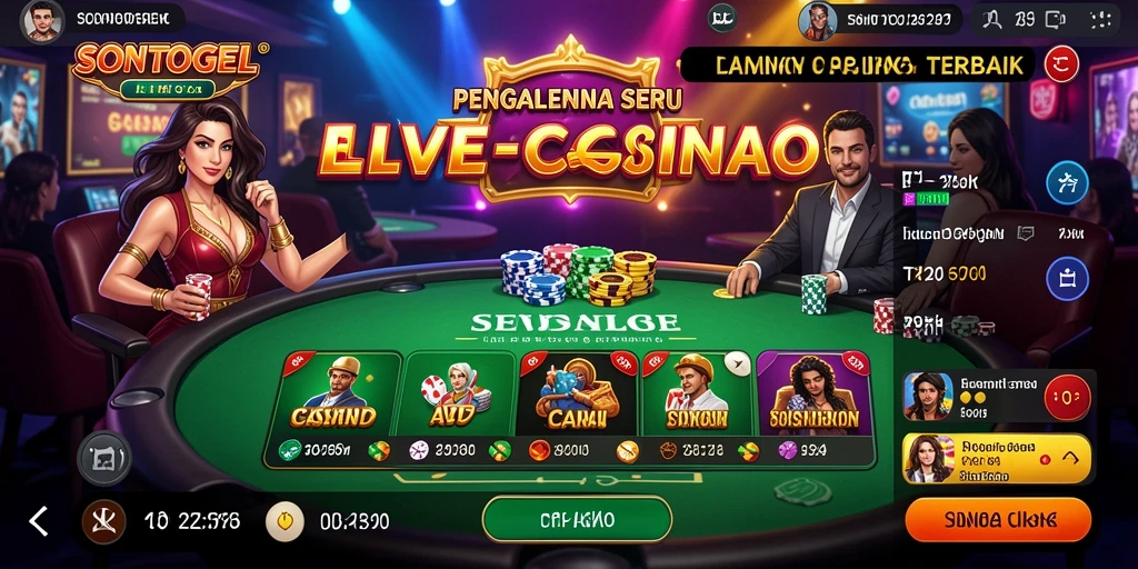 Screenshot gameplay SONTOGEL menampilkan dealer profesional dan pemain yang berinteraksi.