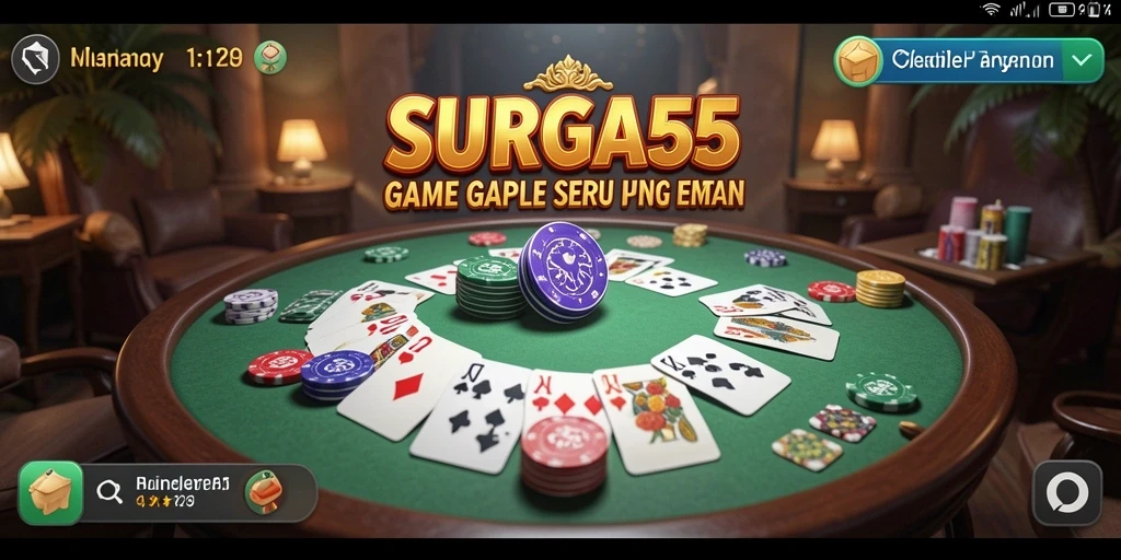 Tampilan gameplay SURGA55 yang menampilkan permainan Gaple yang seru.